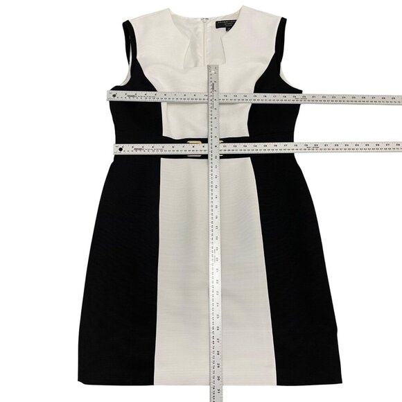 Tahari-Levine Studio Petite Black & White block Sleeveless Dress With Belt Waist - Picture 9 of 11